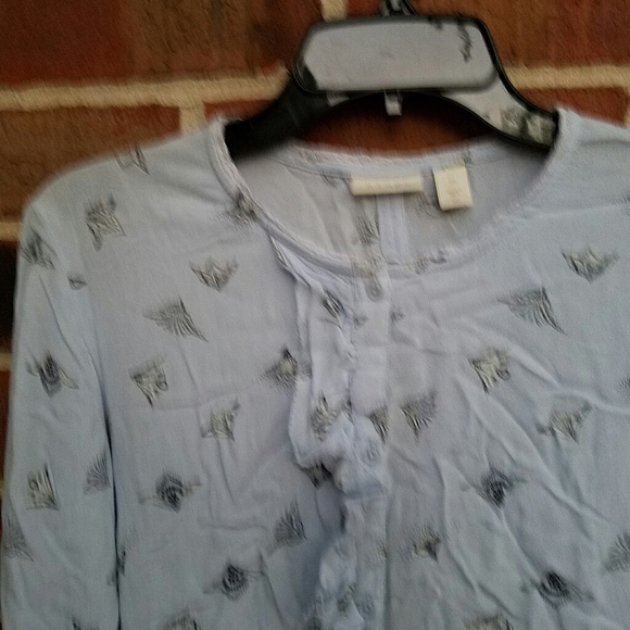 Hinge ruffle Print Long Sleeve Blouse - Picture 5 of 10